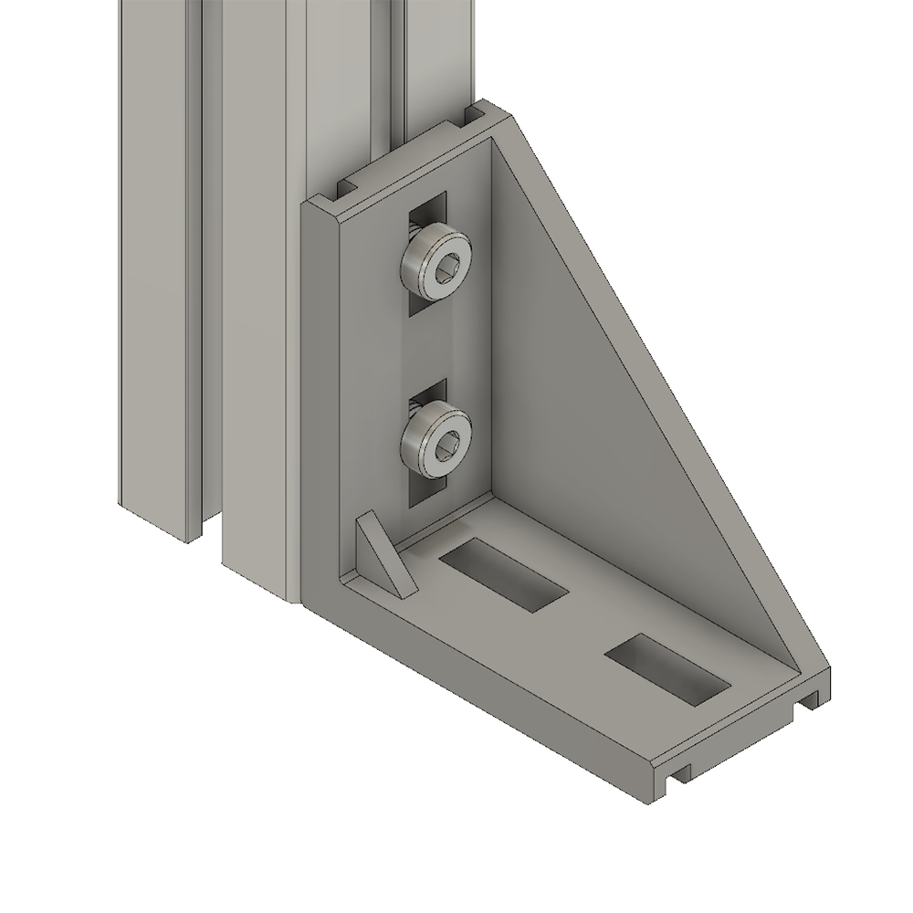 40-120-0 MODULAR SOLUTIONS ALUMINUM GUSSET<br>45MM X 90MM ANGLE WITH OUT HARDWARE